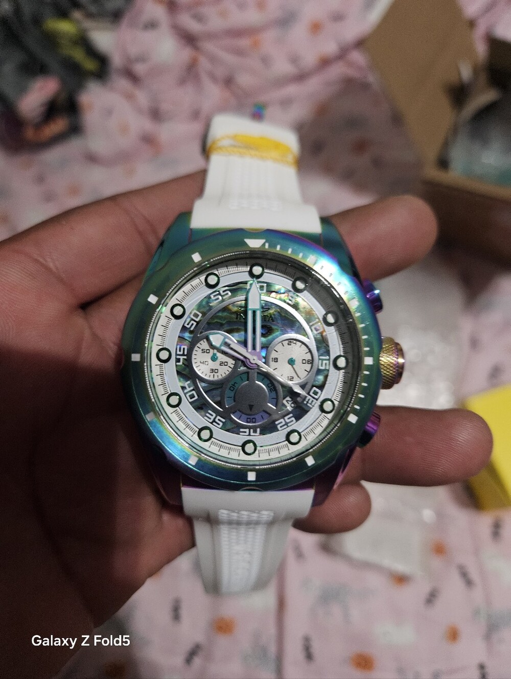 Invicta Speedway Men's Chronograph Sport Watch with White Strap 50mm